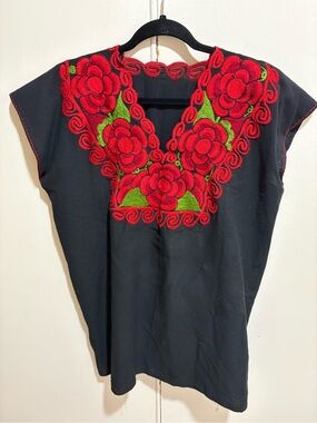 Mexican embroidered woman’s V neck top